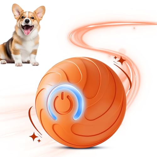 CFITANK Hundespielzeug Sprungball, Katze und Hundespielzeug, Haustier Schleppball, intelligenter interaktiver Ball, das über USB aufgeladen Werden kann (Orange) von CFITANK