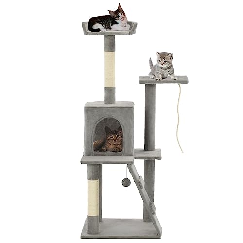Tiere & Haustierbedarf - Katzenbaum mit Sisal-Kratzstämmen 120 cm grau von CFODOJ