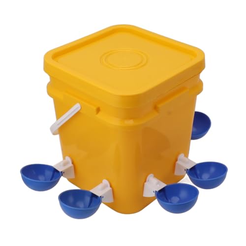 Automatisches Hühnchen Wa Automatic Chicken Waterer Cup mit 12 -l -Handheld -Fass -Geflügel -Trinkanlage für Gänse Enteneimer + Große Rote Schüssel + Schwarze Schraubenbecher von CFTGIW