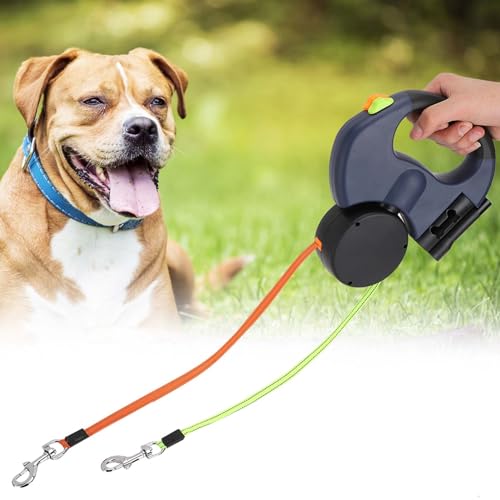 CFTGIW PET Walking Automatisch Ausziehbar Flexible Hundekatze Traktionsseil Dual -Head -Hand -Holding mit LED LightDark Grey. (dunkelgrau) von CFTGIW