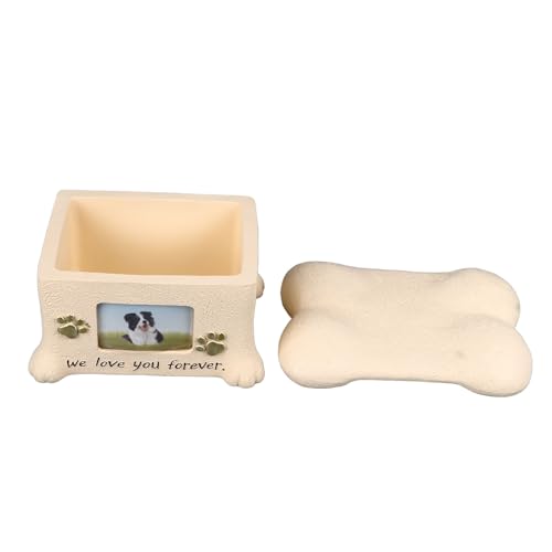 CFTGIW Pet Memorial Urne für Hundäsche Haustier Urnen Box Hunde Asche Keepsake Box Hundeurne mit 2 Pfoten Foto Display Knochengeformte Lid -Fotoanzeige: Perso Pet Memorial Urnsdog Ashes von CFTGIW