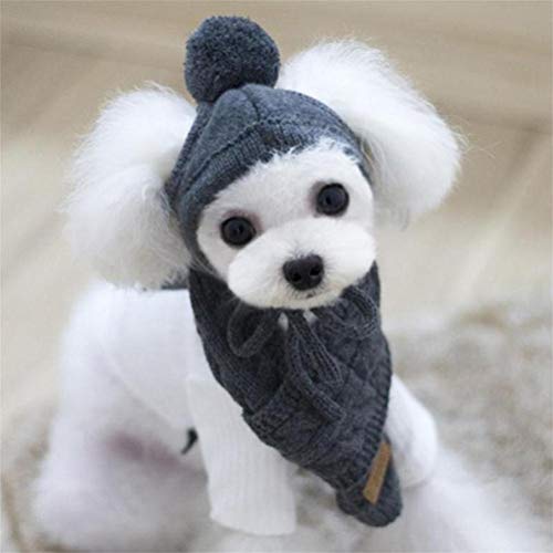 CFTGIW Winter Warm Gestrickte Haustierhut -Schal Set Hunde Hüte Lustige Cosplay -Haustierhund für Welpenzubehör Weich und 2 Ist Anzughutschal. 3 Der Dekorierte Hund. Warm von CFTGIW