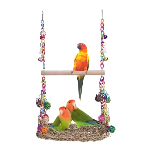 CGACCSD Wellensittich Schaukel, Aus Holz Sitzstange Stand Wellensittich Spielzeug, Stehende Hängematte Kauspielzeug, Seegras Geflochtene Haustierbedarf Für Conure Finken Nymphensittiche & CGACCSD Wellensittich Schaukel, Aus Holz Sitzstange Stand Wellensittich Spielzeug, Stehende Hängematte Kauspielzeug, Seegras Geflochtene Haustierbedarf Für Conure Finken Nymphensittiche & von CGACCSD