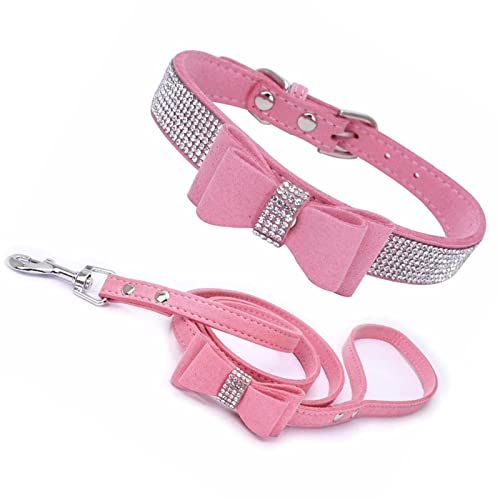 ＣＨＡＭＥＥＮ Hundehalsband Leine Strass weiches Trainingshalsband Hundehalsband aus Wildleder Glitzernde Strasssteine Hundehalsband von ＣＨＡＭＥＥＮ