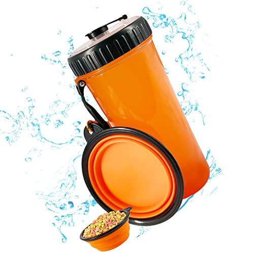 ＣＨＡＭＥＥＮ Hundewasserflasche 500ml Faltnapf Auslaufsicher 2 in 1 Trinkbehälter Trinkflasche Orange von ＣＨＡＭＥＥＮ