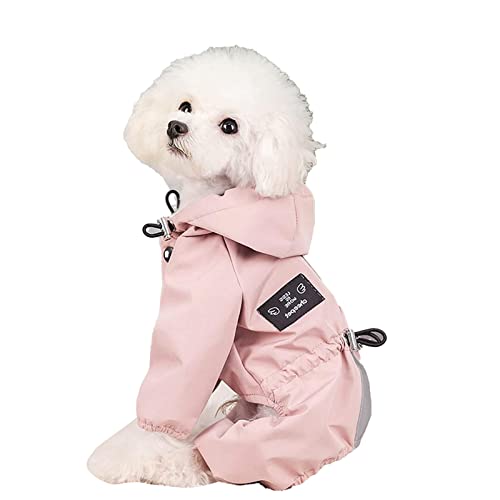 ＣＨＡＭＥＥＮ Regenjacke Hunderegenmantel Hoodie Winddichte leichte reflektierende gestreifte wasserdichte Jacke Pet Pink von ＣＨＡＭＥＥＮ