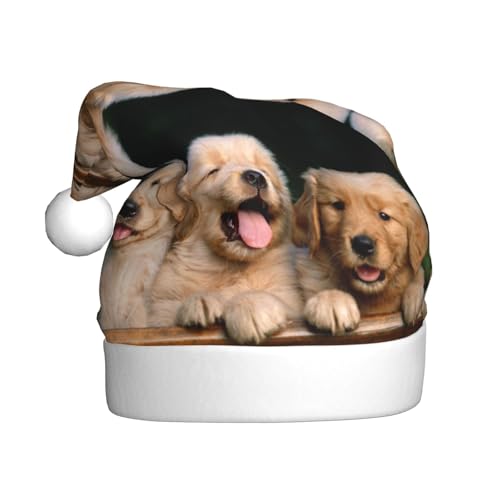 Golden Retriever Weihnachtsmütze für Hunde, Welpen, Haustiere, Erwachsene, bequem, klassisch, Plüsch, Weihnachtsmannmütze für Weihnachten, festliche Party von CHANGLEI