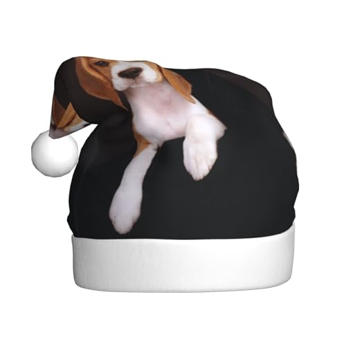 Ovely Weihnachtsmütze für Hunde, Beagle, bedruckt, bequem, klassisch, Plüsch, Weihnachtsmannmütze für Weihnachten, festliche Party von CHANGLEI