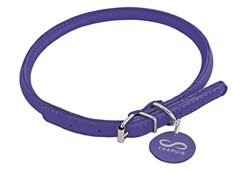 CHAPUIS SELLERIE Glamour Halsband für Hunde/Katzen, verstellbar, rund, Leder, Durchmesser 6 mm, Länge 17-20 cm, Größe XS von CHAPUIS SELLERIE