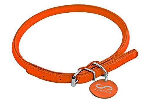 CHAPUIS SELLERIE Glamour Halsband für Hunde/Katzen, verstellbar, rund, Leder, Durchmesser 6 mm, Länge 17-20 cm, Größe XS von CHAPUIS SELLERIE