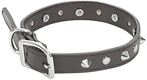 CHAPUIS SELLERIE SLA041 Hundehalsband - Leder-Imitat braun mit Nieten - Breite 15 mm - Länge 35 cm - Größe S von CHAPUIS SELLERIE