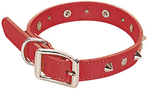 CHAPUIS SELLERIE SLA051 Hundehalsband - Leder-Imitat rot mit Nieten - Breite 20 mm - Länge 45 cm - Größe M von CHAPUIS SELLERIE