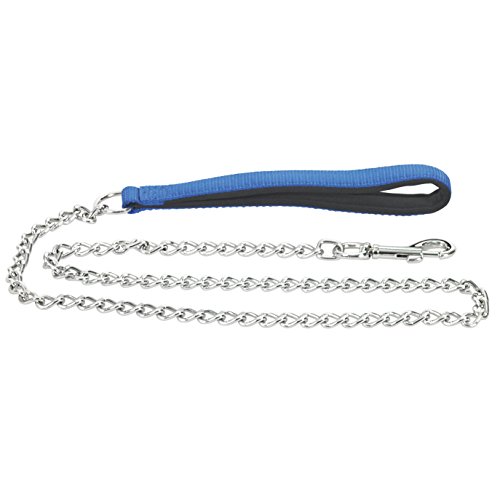 CHAPUIS SELLERIE SLA067 Hundeleine - Gedrehte Stahlkette Durchmesser 3 mm - Handschlaufe Nylon blau - Länge 1,20 m - Größe L von CHAPUIS SELLERIE