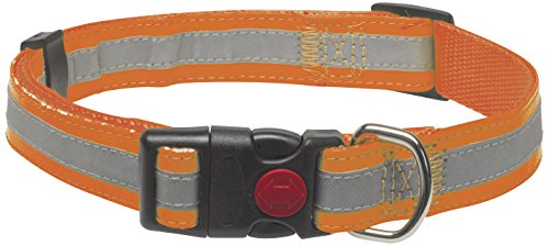 CHAPUIS SELLERIE SLA352 Reflektierendes verstellbares Hundehalsband - Gurt in Leder-Imitat orange - Breite 15 mm - Länge 30-50 cm - Größe S von CHAPUIS SELLERIE