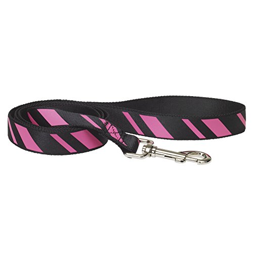 CHAPUIS SELLERIE SLA433 Hundeleine - Nylongurt seidig glänzend schwarz/rosa gestreift - Breite 15 mm - Länge 1,20 m - Größe S von CHAPUIS SELLERIE