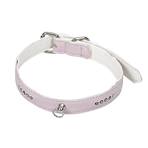 CHAPUIS SELLERIE SLA550 Hundehalsband - Leder-Imitat mit rosa Strass-Steinchen - Breite 20 mm - Länge 40 cm - Größe M von CHAPUIS SELLERIE