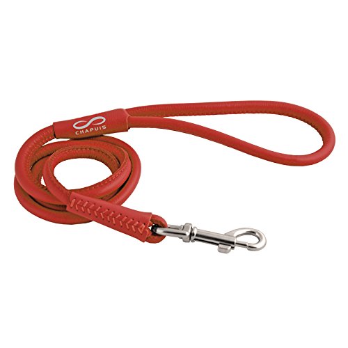 CHAPUIS SELLERIE SLA679 Runde Glamour-Leine für Hunde - Rotes Leder - Durchmesser 8 mm - Länge 1,22 m - Größe S von CHAPUIS SELLERIE