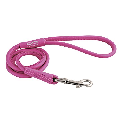 CHAPUIS SELLERIE SLA688 Runde Glamour-Leine für Hunde - Rosa Leder - Durchmesser 10 mm - Länge 1,22 m - Größe M von CHAPUIS SELLERIE