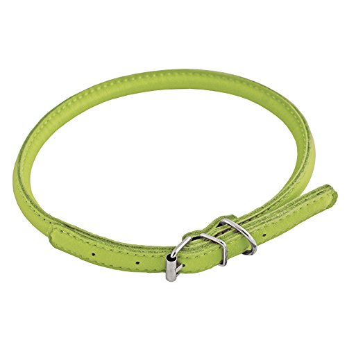 CHAPUIS SELLERIE SLA694 Rundes verstellbares Glamour-Halsband für Hunde und Katzen - Grünes Leder - Durchmesser 6 mm - Länge 17-20 cm - Größe XS von CHAPUIS SELLERIE