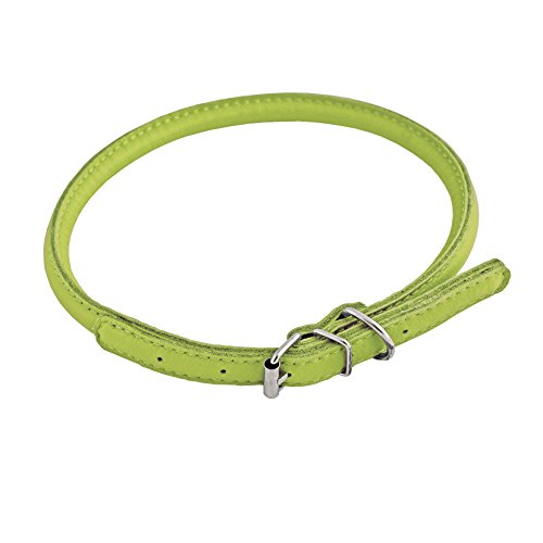 CHAPUIS SELLERIE SLA698 Rundes verstellbares Glamour-Halsband für Hunde - Grünes Leder - Durchmesser 10 mm - Länge 39-47 cm - Größe M von CHAPUIS SELLERIE