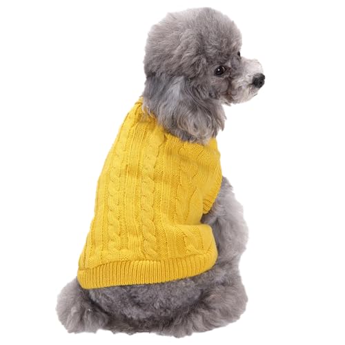 CHBORCHICEN Hundebekleidung Strickpullover für kleine Hunde und Katzen, warm, für den Winter, Größe XXS, Gelb von CHBORCHICEN