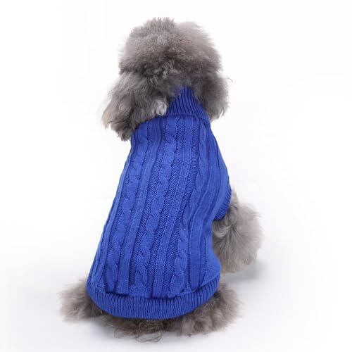 CHBORCHICEN Pullover für kleine Hunde, gestrickt, für Haustiere, Katzen, warmes Hunde-Sweatshirt, Winterkleidung, Kätzchen, Welpenpullover (XXS, Dunkelblau) von CHBORCHICEN