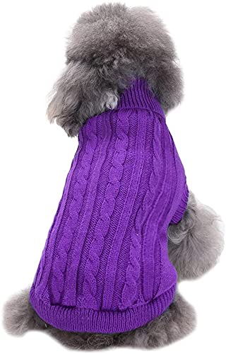 CHBORCHICEN Pullover für kleine Hunde, gestrickt, für Katzen, warm, für den Winter, Größe XXS, Violett von CHBORCHICEN