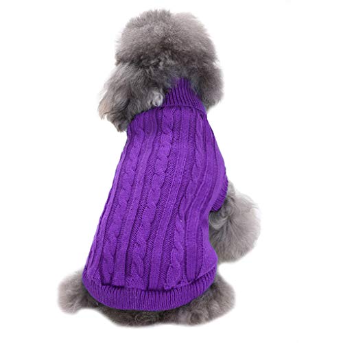 CHBORCHICEN Pullover für kleine Hunde und Katzen, gestrickt, warm, für den Winter, Größe L, Violett von CHBORCHICEN