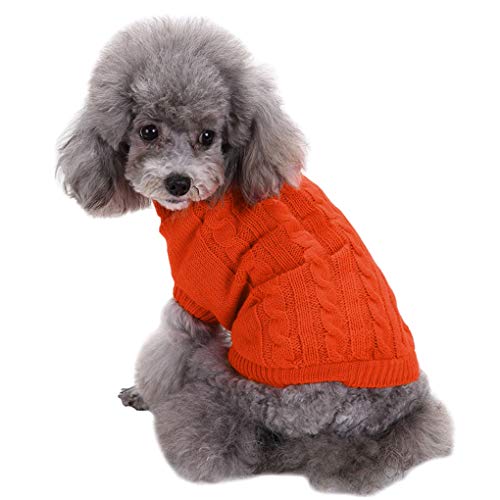 CHBORCHICEN Pullover für kleine Hunde und Katzen, gestrickt, warm, für den Winter, Größe M, Orange von CHBORCHICEN
