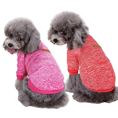 CHBORLESS Haustier-Hundepullover, warmer Hunde-Pyjama, weicher Katzenpullover, Welpenkleidung, für kleine Hunde, Winter, Hunde-Sweatshirt (Größe L, Rot + Rosenrot) von CHBORLESS