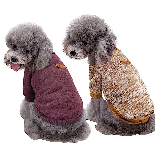 CHBORLESS Haustier-Hundepullover, warmer Hunde-Pyjama, weicher Katzenpullover, Welpenkleidung, kleine Hunde, Winter, Hunde-Sweatshirt (Größe L, Braun + Khaki) von CHBORLESS