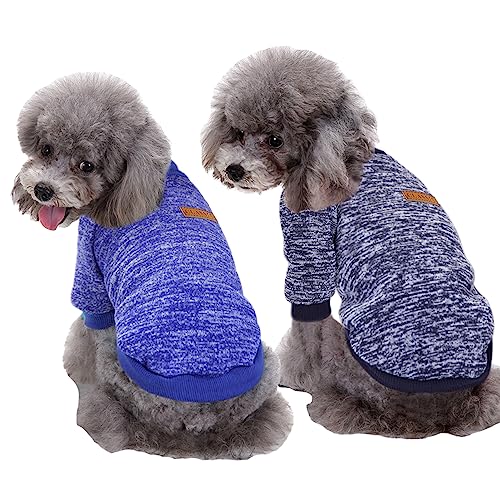 CHBORLESS Haustier-Hundepullover, warmer Hunde-Pyjama, weicher Katzenpullover, Welpenkleidung, kleine Hunde, Winter, Hunde-Sweatshirt (L, Dunkelblau + Marineblau) von CHBORLESS