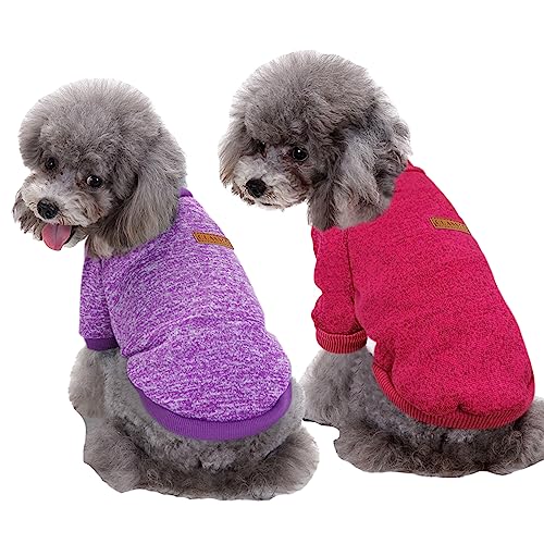 CHBORLESS Haustier-Hundepullover, warmer Hunde-Pyjama, weicher Katzenpullover, Welpenkleidung, kleine Hunde, Winter-Sweatshirt (L, Violett + Weinrot) von CHBORLESS