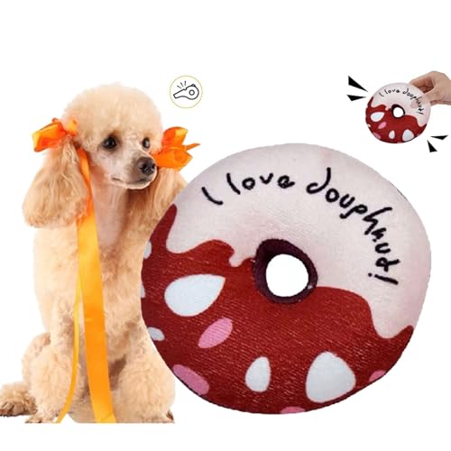 CHDGSJ Quietschendes Plüsch Hundespielzeug für Welpen,süßes weiches interaktives Hundespielzeug,Donut-Kauspielzeug für Zahnende Hunde für Kleine und Mittelgroße Hunde(K,1) von CHDGSJ