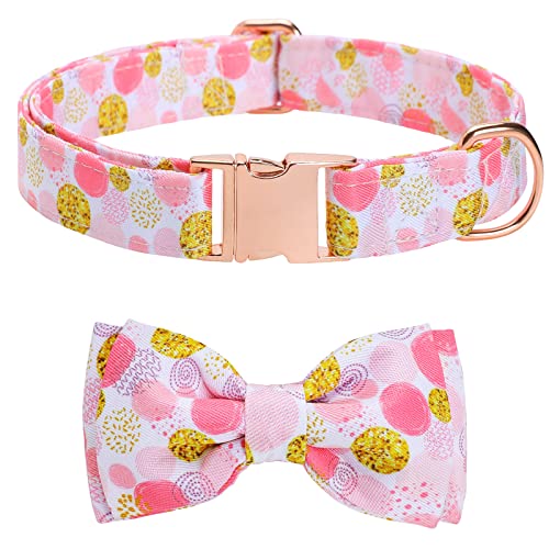 CHDLOOL Hundehalsband mit Schleife, abnehmbares und verstellbares Halsband mit Schleife für kleine, mittelgroße und große Haustiere (Rosa-L) von CHDLOOL