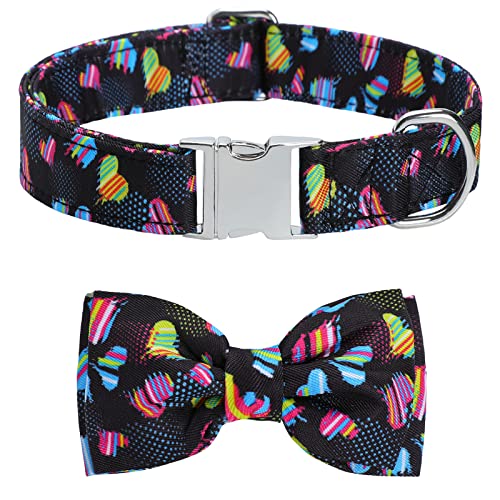 CHDLOOL Hundehalsband mit Schleife, abnehmbares und verstellbares Halsband mit Schleife für kleine, mittelgroße und große Haustiere (schwarz-L) von CHDLOOL