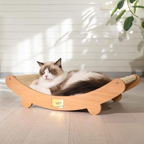 CHEERHOME PETS Sisal-Kratzbett für Innenkatzen, Hängematte für Kratzkissen, Katzenstuhl, narturaler Sisal-Kratzbaum für große Katzenkratz-Lounge, Holz-Katzenmöbel (groß) von CHEERHOME PETS