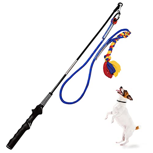 CHEERING PET Flirt Pole, langlebiges interaktives Hundespielzeug mit buntem geflochtenem Seil, Übungsspaß für kleine und große Hunde von CHEERING PET