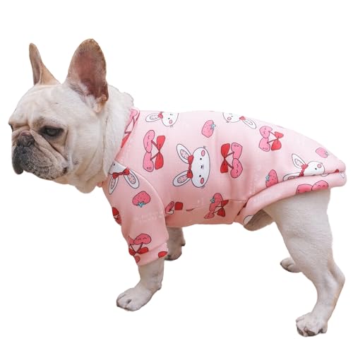 CHEERTAILS Cartoon-Hundepullover für mittelgroße Hunde und Mädchen, rosa Kaninchen, Hunde-Shirts für mittelgroße Hunde und Mädchen, Hündinnen, mittelgroße Hundepullover, Sweatshirt für Frenchie, von CHEERTAILS