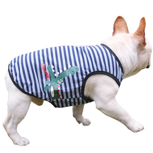 CHEERTAILS Hunde-Shirts für kleine Hunde, gestreift, kühlende Weste, französische Bulldogge, atmungsaktive Sommerkleidung, Hundekleidung für kleine Hunde, Mädchen, Jungen, niedliches von CHEERTAILS