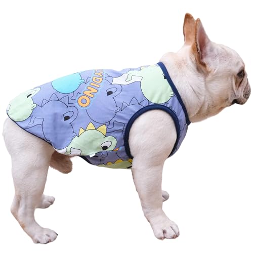 CHEERTAILS Kleine Hundekleidung für Mädchen und Jungen, französische Bulldogge, Dinosaurier-Hunde-Kühlweste, Hunde-Shirts für kleine Hunde, lustige Hundekleidung für kleine Hunde, Jungen, Mädchen, von CHEERTAILS