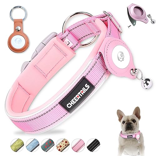 CHEERTAILS Reflektierendes AirTag Hundehalsband, Hundehalsbänder mit abnehmbarer AirTag-Halterhülle, verstellbarer Haustier-Tracker GPS-AirTag-Abdeckungen, Welpen, mittelgroße und große Hunde (XL) von CHEERTAILS