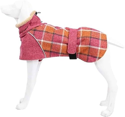 Haustiermantel, Italien, Windhund-Kleidung, Karierter Herbst-/Wintermantel, reflektierender, kältebeständiger Baumwollmantel, geeignet für Haustierkleidung für Whippet-Hunde,L,Red von CHEKZ