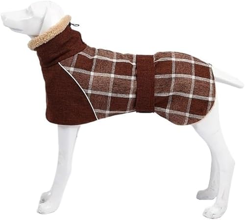 Haustiermantel, Italien, Windhund-Kleidung, Karierter Herbst-/Wintermantel, reflektierender, kältebeständiger Baumwollmantel, geeignet für Haustierkleidung für Whippet-Hunde,M,Brown von CHEKZ