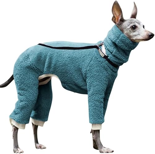 Haustiermantel, italienischer Windhund, Kapuzenpullover, warme Winter-Fleecejacke, hoher Kragen, Whippet-Kleidung, Winterkleidung für Hunde,L,Blue von CHEKZ