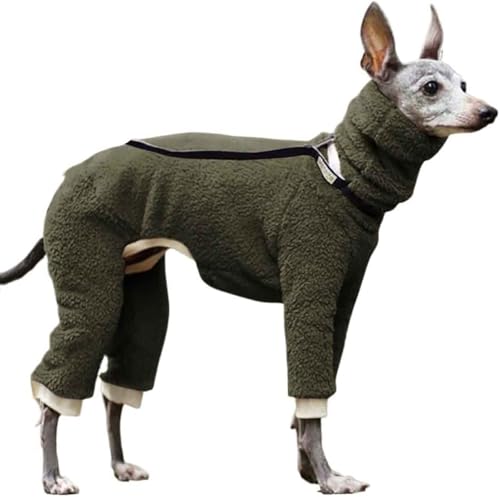 Haustiermantel, italienischer Windhund, Kapuzenpullover, warme Winter-Fleecejacke, hoher Kragen, Whippet-Kleidung, Winterkleidung für Hunde,L,Green von CHEKZ