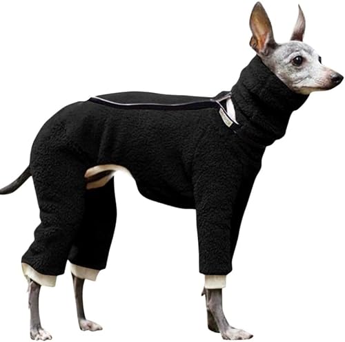 Haustiermantel, italienischer Windhund, Kapuzenpullover, warme Winter-Fleecejacke, hoher Kragen, Whippet-Kleidung, Winterkleidung für Hunde,S,Black von CHEKZ