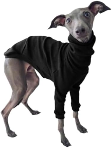 Haustiermantel Hundekleidung Frühling Herbst Hoher Kragen Zweibeinige Haustierkleidung Windhund Whippet Rollkragen Pyjamas Warme Kleidung Hundebedarf,2XL,Black von CHEKZ