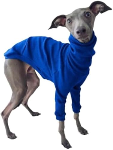 Haustiermantel Hundekleidung Frühling Herbst Hoher Kragen Zweibeinige Haustierkleidung Windhund Whippet Rollkragen Pyjamas Warme Kleidung Hundebedarf,2XL,Blue von CHEKZ