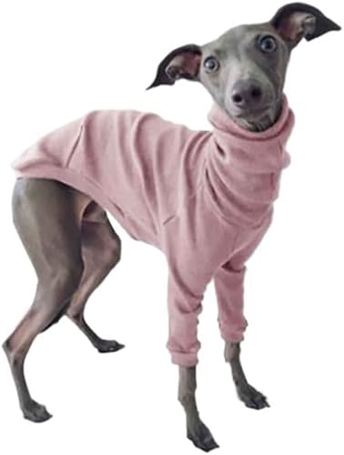 Haustiermantel Hundekleidung Frühling Herbst Hoher Kragen Zweibeinige Haustierkleidung Windhund Whippet Rollkragen Pyjamas Warme Kleidung Hundebedarf,2XL,Pink von CHEKZ
